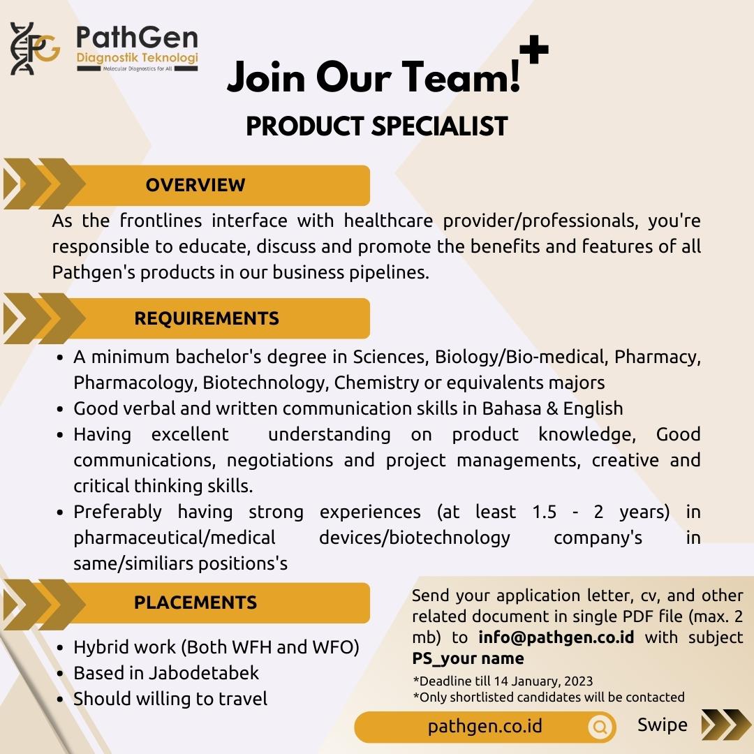 [Closed] Open Recruitment Product Specialist
